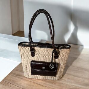 Brighton leather and straw bag